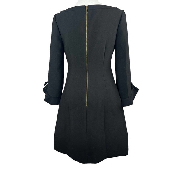 Kate Spade Black Flare Bell Sleeve Sheath Dress Size 2 Exposed Gold Zipper - Picture 8 of 10